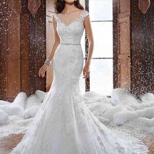 Sophia Tolli IVory Lace Wedding Dress Size 2, Fit & Flare Bling Sexy, Reg $4999